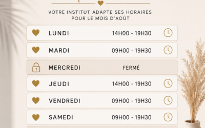 Nos horaires en août